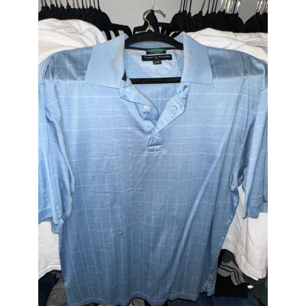 Tommy Hilfiger Men's Light Blue Polo Tee Shirt L T-Shirt Large Men